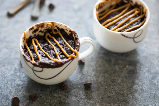 Eggless Banana Chocolate Peanut Butter Mug Cake