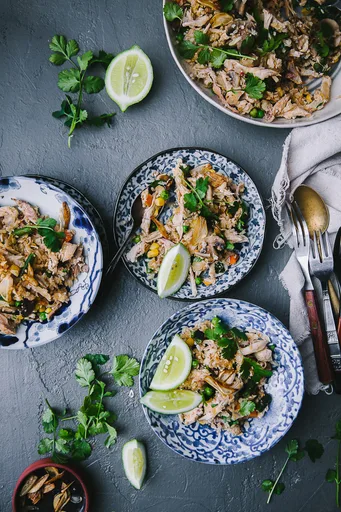 Mushroom Chicken Spiced Cauliflower Fried Rice