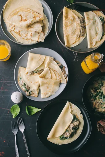 Mushroom And Spinach Crepe