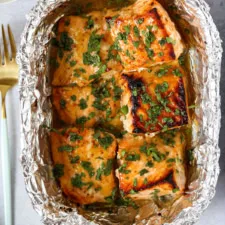 Salmón a la miel y mostaza
