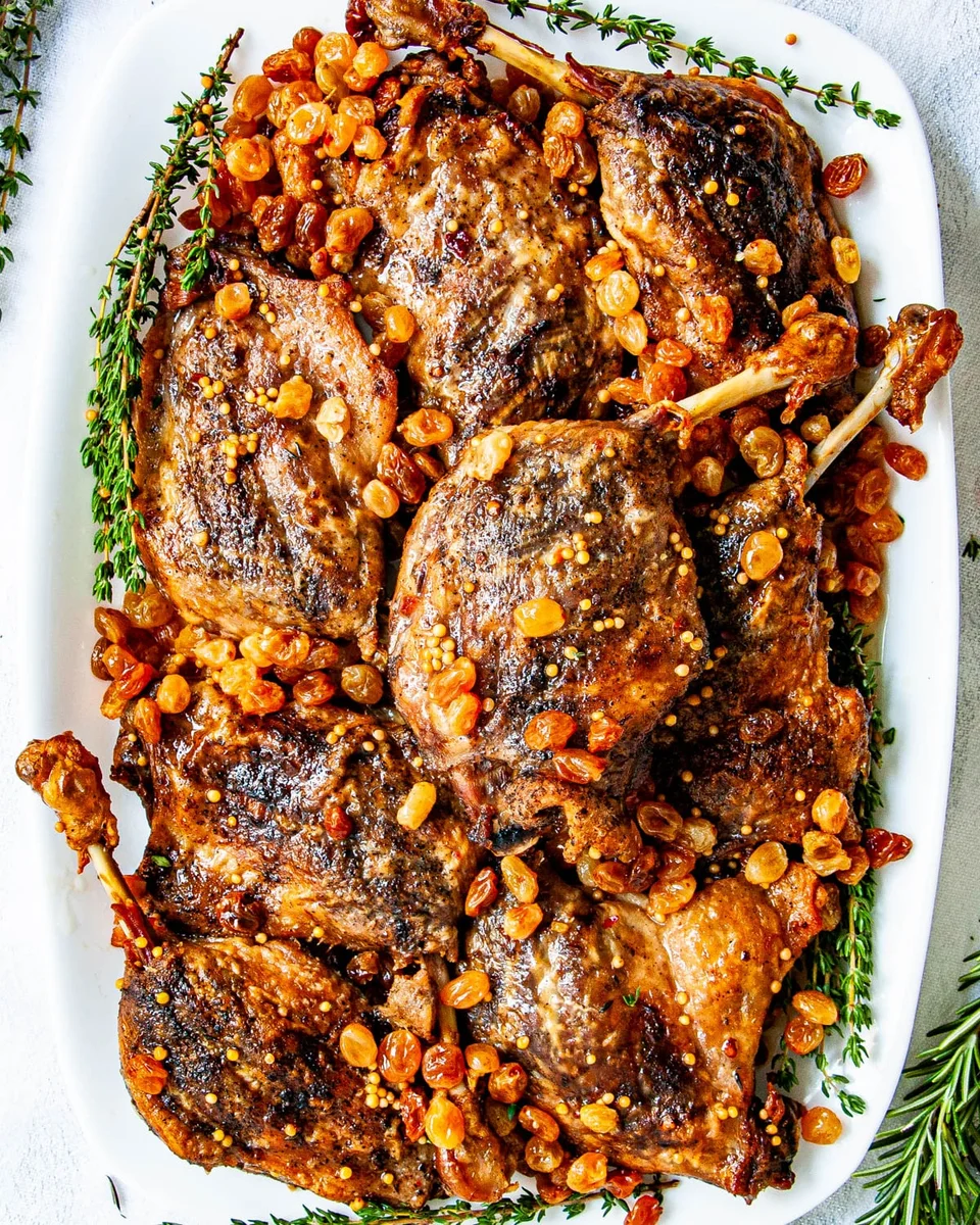 Duck Confit With Pickled Raisins