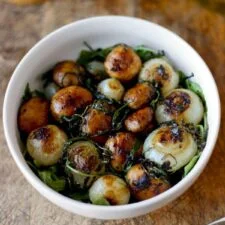 Sauteed Pearl Onions And Mushrooms With Garlic Butter