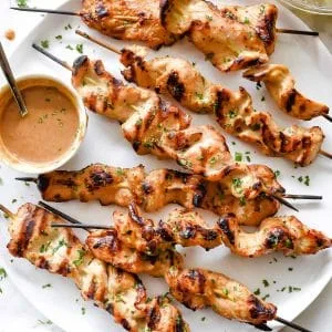 Chicken Satay with Lighter Almond Dipping Sauce