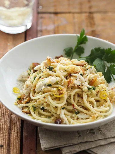 Receta de espaguetis con cangrejo
