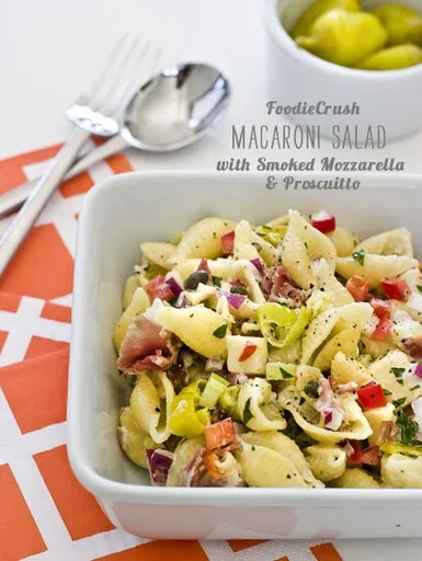 Macaroni Salad with Smoked Mozzarella and Proscuitto