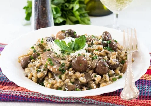 Risotto de setas y cebada