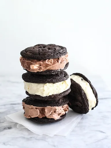 Double Chocolate Chip Cookie Ice Cream Sandwiches