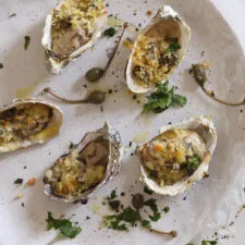 Grilled Oysters with Parsley & Caperberries