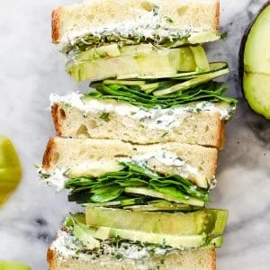Green Goddess Cream Cheese Veggie Sandwich