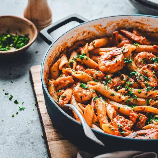 Pasta con gambas al estilo cajún