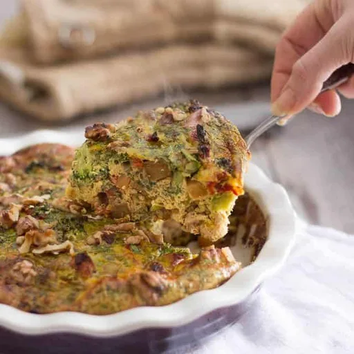 Chicken Broccoli Frittata with Turnips, Sundried Tomatoes and Walnuts