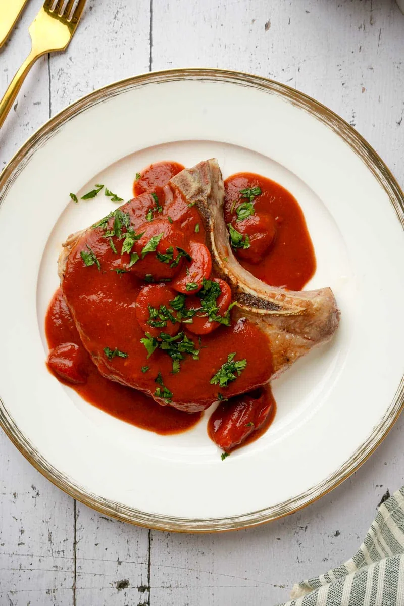 Perfect Sous Vide Bone-In Pork Chops with Tomato Glaze