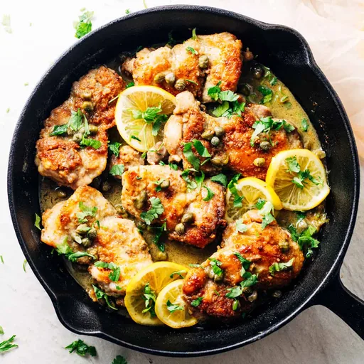 Muslos de pollo a la piccata