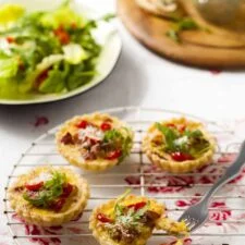 Mini Bacon, Leek and Cherry Tomato Quiches