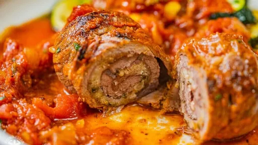 Lean Beef Braciole Over Veggies