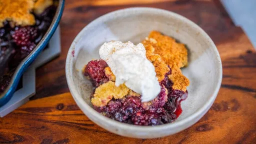 Lower Carb Blackberry Blueberry Cobbler