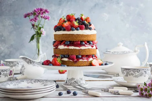 Vegan Vanilla Cake With Berries and Jam