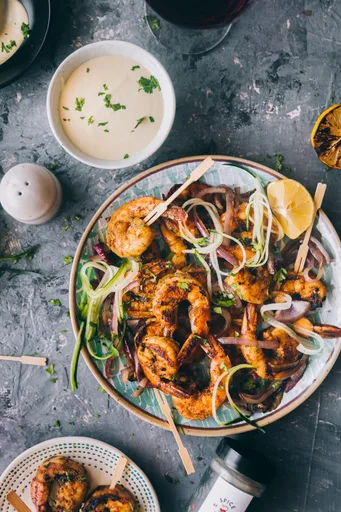 Stir Fry Shrimp with Lemon Aioli