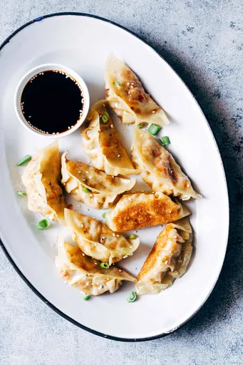 Vegetarian Gyoza Potstickers with Carrot and Paneer