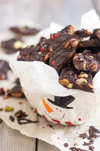 Paleo Dark Chocolate Bark [with Almonds Pistachios and Goji Berries]
