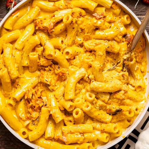 Creamy Blackened Salmon Pumpkin Alfredo Pasta