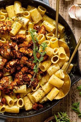 Creamy Garlic Butter Pasta w/ Roasted Cauliflower