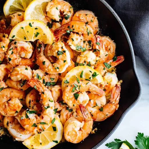 Gambas al ajillo con limón y mantequilla