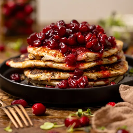 Fluffy Quinoa Pancakes + Cranberry [Vegan]