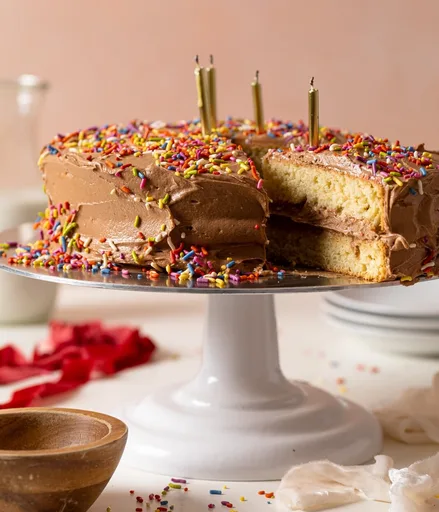 Grandma’s Vanilla Birthday Cake with Chocolate Frosting
