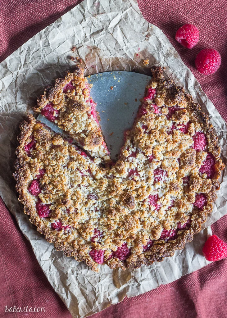 Raspberry Coconut Crumble Tart (Paleo, GF + Vegan)
