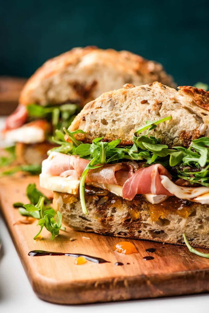 Brie Sandwich with Prosciutto and Apricot Jam