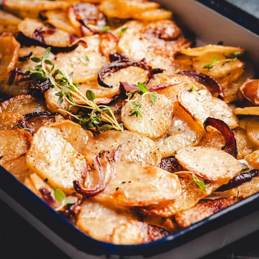 Patatas y cebollas asadas