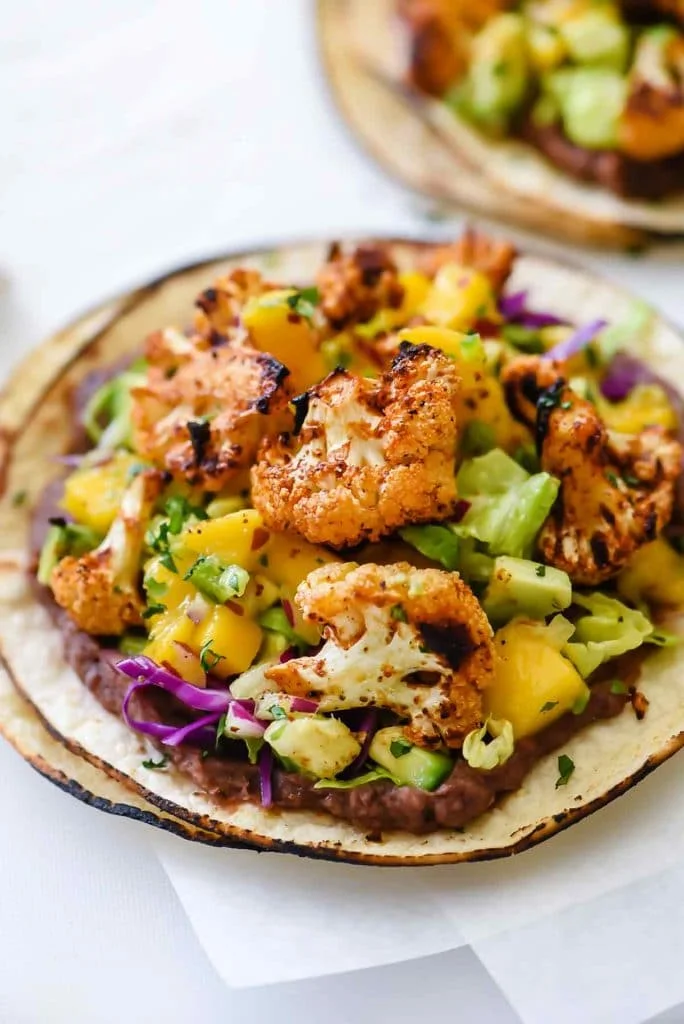 Sriracha and Lime Roasted Cauliflower Tostadas