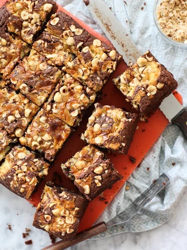 Swirled Mascarpone Brownies with Hazelnuts