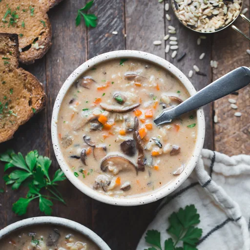 Vegan Mushroom Wild Rice Soup