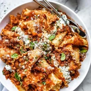 Lasagna alla bolognese di tacchino in padella