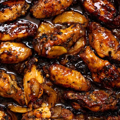 Alitas de pollo con arce, manzana y caramelo