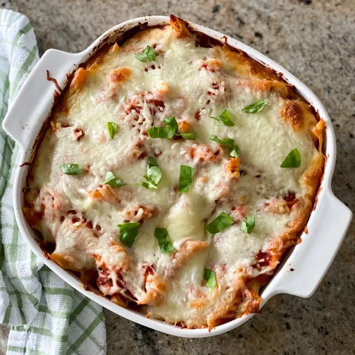 Rigatoni al horno con queso y carne picada