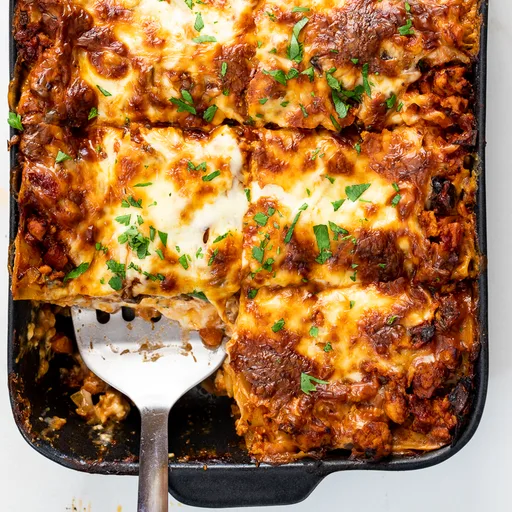 Lasaña de pollo con queso