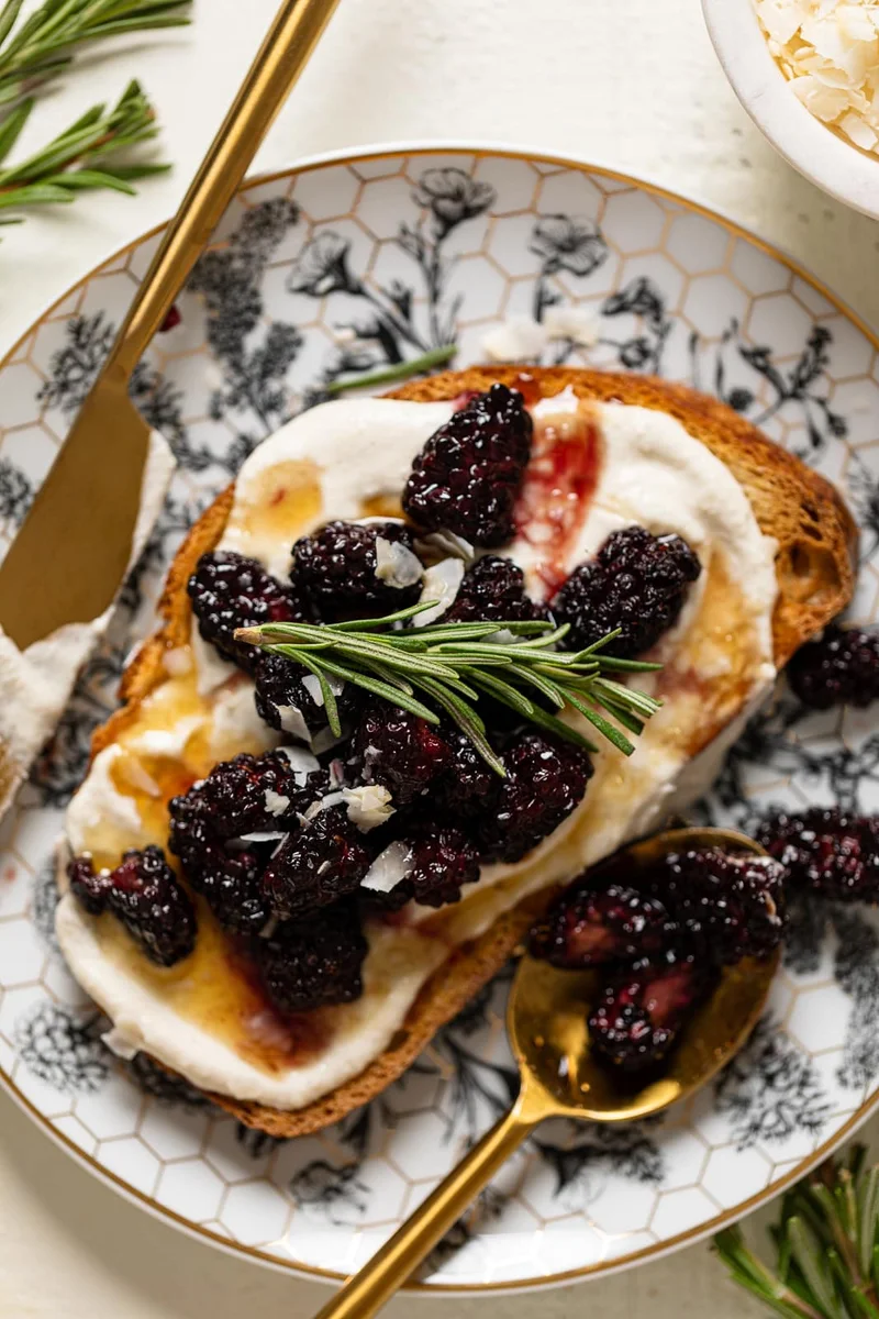 Vegan Breakfast Toast with Roasted Blackberries