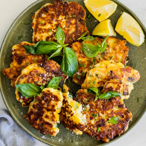 Cheesy Corn Zucchini Fritters