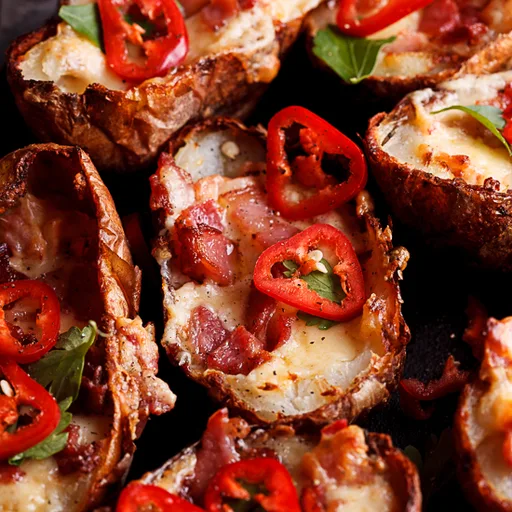 Cheesy jalapeño popper potato skins
