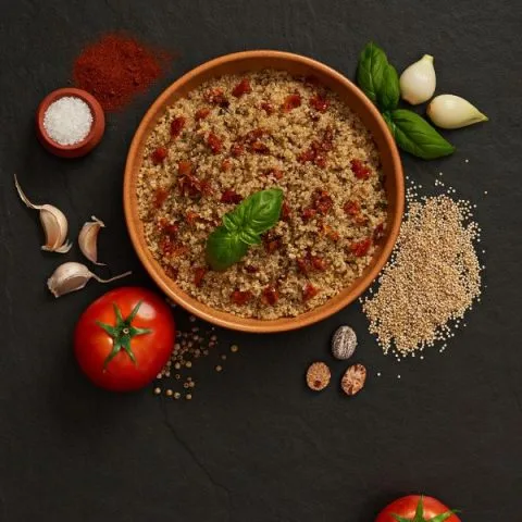 Receta de arroz español saludable con quinoa