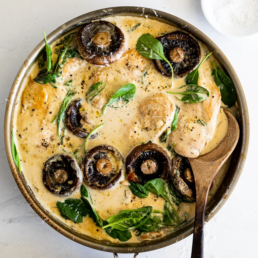 Creamy Chicken With Spinach And Mushrooms