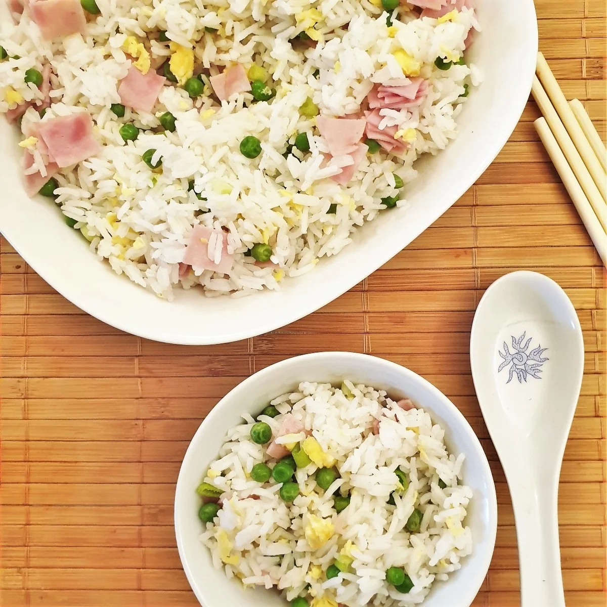 Chinese Egg Fried Rice - with peas and ham