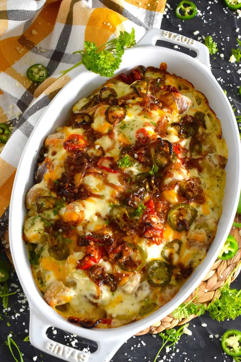 Patatas con queso y jalapeño