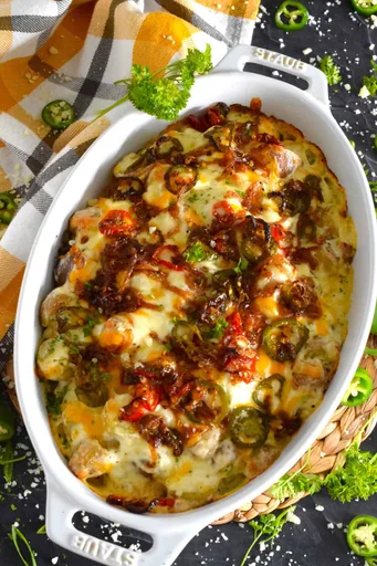Patatas con queso y jalapeño