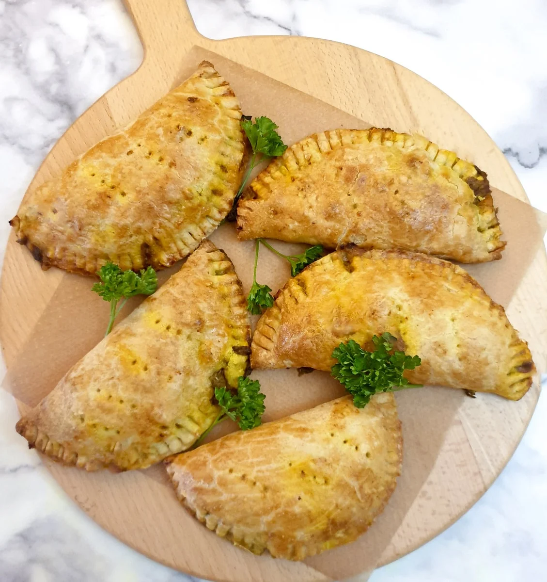 Curried chicken pies