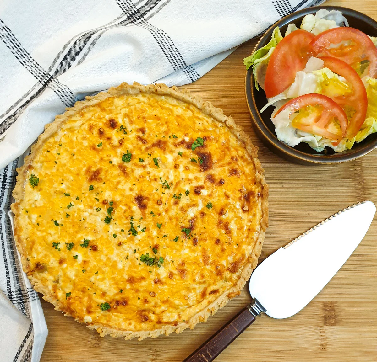 Easy cheesy and onion quiche