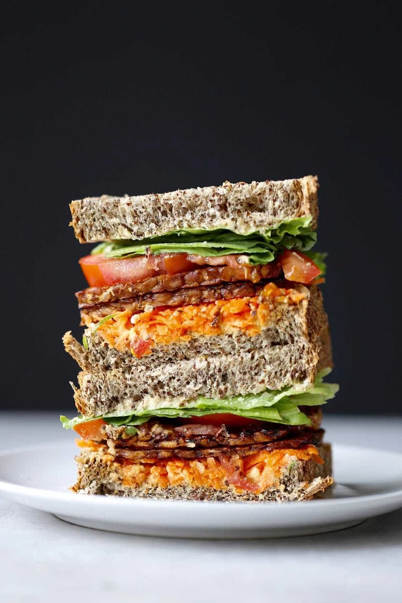 Vegan BLT Sandwich Recipe with Tempeh Bacon